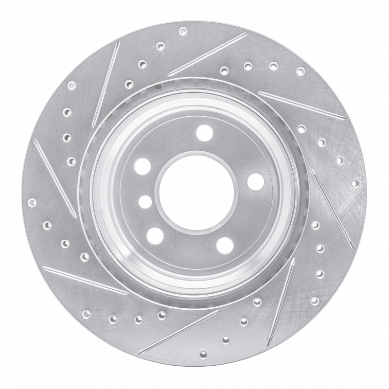 BMW X6 Brake Rotor (1) - Rear Right - R1 Concepts - Drilled & Slotted - Silver - `07-`19